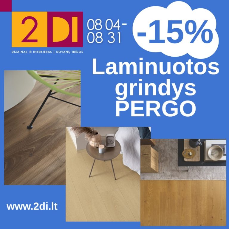 Daugiau nuolaidų - daugiau idėjų Jūsų namams! 🏡 Nesvarbu, ar atnaujinate vieną kambarį, ar planuojate viso būsto pokyčius – pasinaudokite puikiomis nuolaidomis 2DI. Jūsų laukia išskirtiniai pasiūlymai įvairioms apdailos ir interjero prekėms: ● -25 % Visiems sandėlio kilimams ● -15 % PERGO laminuotoms ir vinilinėms grindims ● -15 % Atrinktoms Quick-Step parketlentėms ● -40 % Visiems sandėlio tapetams ● -15 % Knygoms 📍 Apsilankykite 2DI salone UNIDECO apdailos centre (Verkių g. 44, Vilniuje) arba apsipirkite internetu www.2di.lt