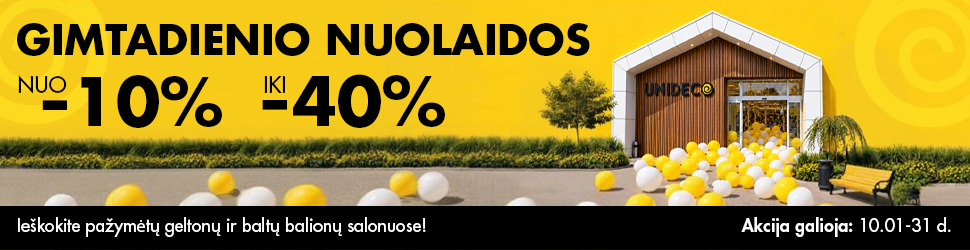 Gimtadienio nuolaidos nuo -10% iki -40%. Akcija galioja spalio 1–31 d.